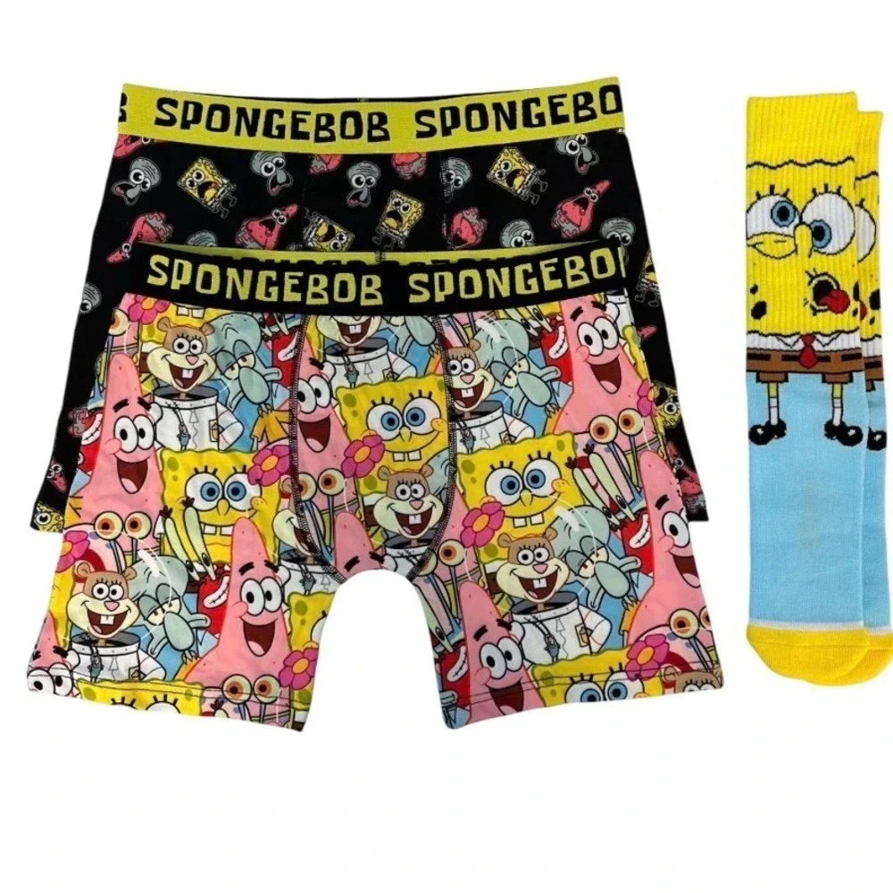 SpongeBob SquarePants Boxer Briefs and Socks 3pc Set Mens XL Multicolor NEW